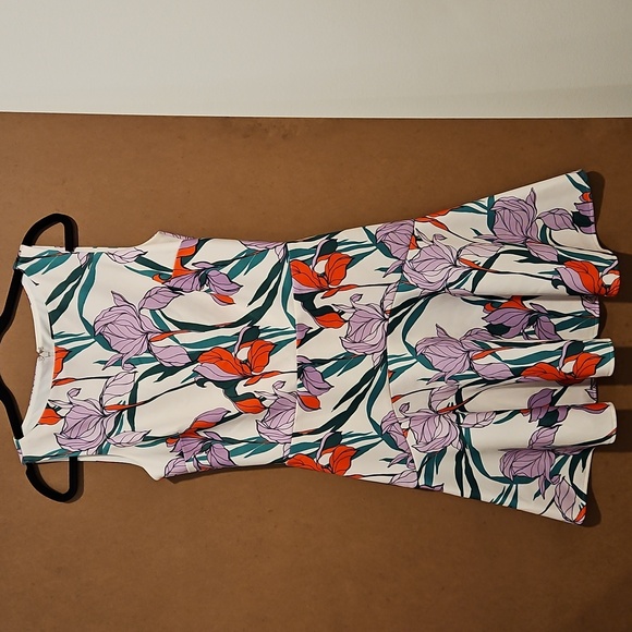 Alexia Admor Floral Purple Red Iris sleeveless dress Peplum Swing Med - Picture 7 of 11